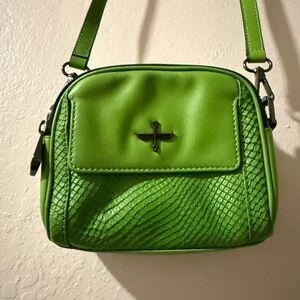 POUR LA VICTOIRE ACID Green Embossed Leather Crossbody Bag